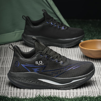 Unisex Gradient Color Breathable Running Shoes - Lightweight Cushioned EVA/TPR Sole, Geometric & Letter Print Design for Road Running, Gym, Casual Wear - All-Season Comfort Low-Top Sneakers, Gym Shoes, Athletic Footwear, Styl