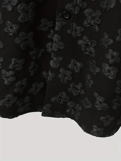 INCERUN Bohemian Floral Print Casual T-Shirt - Loose Fit, Button-Down, Polyester Blend, Machine Washer