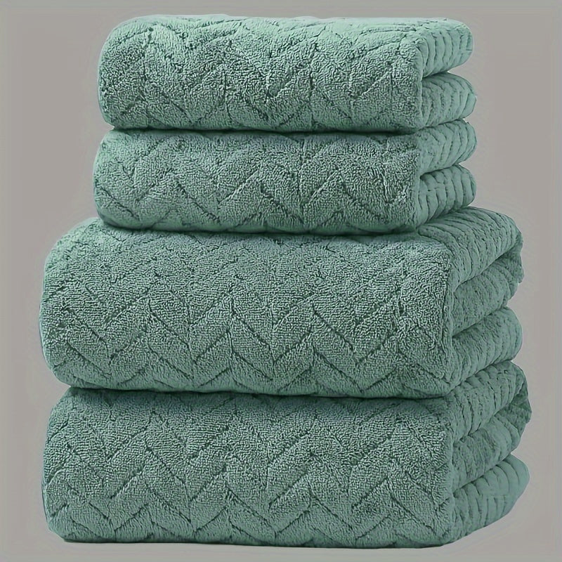 4-Pack Plush Bath Towels, Soft & Quick-Dry, Absorbent & Anti-Shedding, Polyester, for Autumn/Winter, Swimming, Gym, Sauna, Bathroom, Christmas Gift, No Fragrance