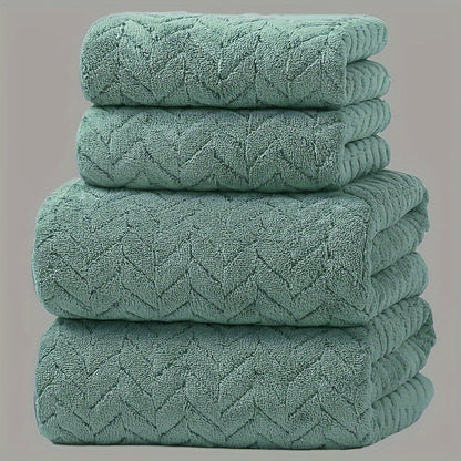4-Pack Plush Bath Towels, Soft & Quick-Dry, Absorbent & Anti-Shedding, Polyester, for Autumn/Winter, Swimming, Gym, Sauna, Bathroom, Christmas Gift, No Fragrance