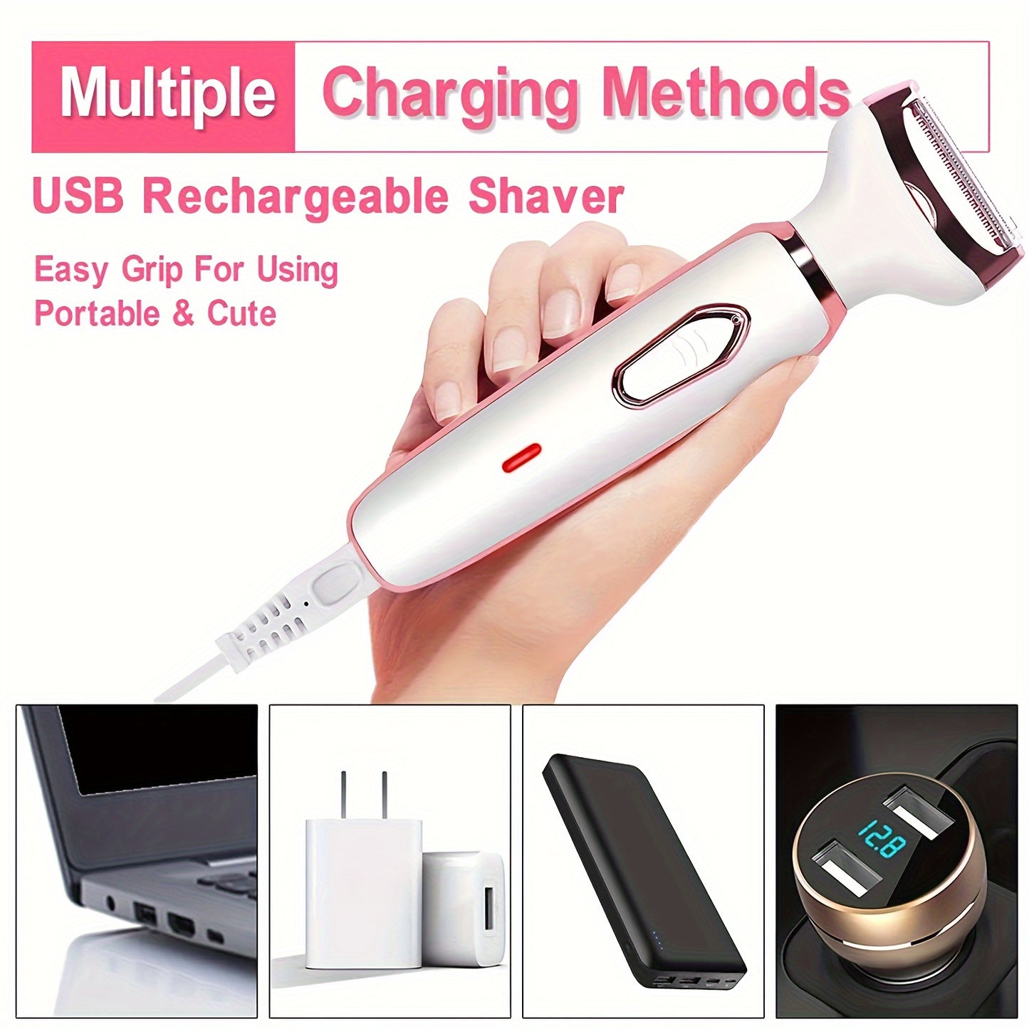4 In 1 Women's Electric Hair Remover/Women's Multi-Function Electric Hair Remover Set/Women's Bikini Trimmer/USB Rechargeable/Hair Remover for Pubic Hair, Eyebrows, Nose, Face, Legs, / Portable, Gentle, Women's Gift, Mother's