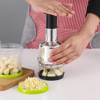 1pc Stainless Steel Manual Garlic Press & Food Chopper - Handheld Vegetable & Onion Cutter, Grinder, Crusher, Mini Grinder for RV Kitchens | Durable Kitchen Tool with Ergonomic Handle, No Electricity Needed, Garlic Crusher, K