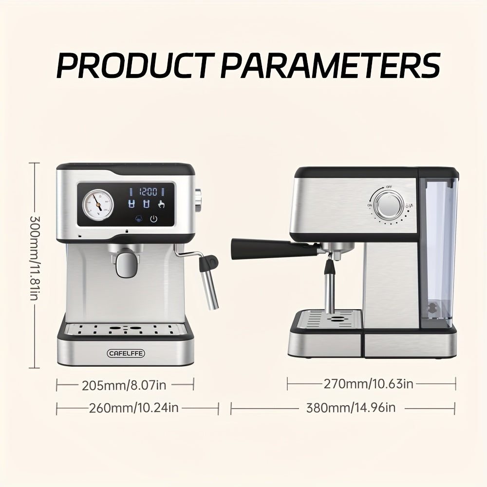 CAFELFFE Espresso Coffee Machine with Milk Frother And Steamer, Espresso Machine with 20 Bar Pump Pressure, Espresso Machine with LCD Touch Screen for The Barista At Home Or Latte Cappuccino Masch