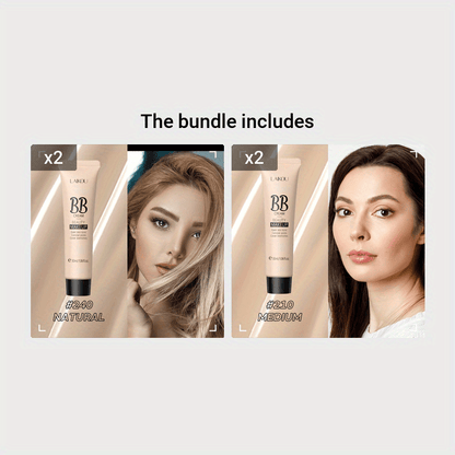 LAIKOU BB Cream à prova de água com cobertura total, tons naturais/marfim/bronzeado, 30ml, base de longa duração, controlo da oleosidade, uniformiza o tom da pele e disfarça os poros.