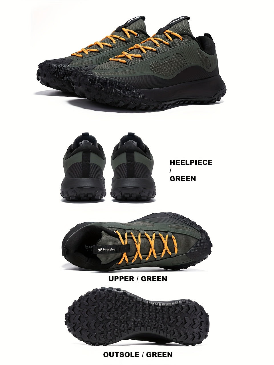 BAASPLOA Men'S All-Season Hiking & Outdoor Walking Shoes - Casual Lace-Up Camp Sneakers, Solid Fabric Upper, Breathable Inner, Non-Slip MD Sole, Low Top, for Daily Leisure Activities