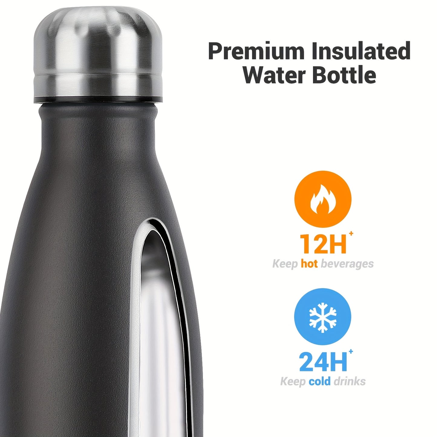 1pc WATERSY 17Oz/500Ml Outdoor Water Bottle 304 Stainless Steel Insulation for Heat Preservation And Cold Preservation with White Card And Silver Hot Stamping Box 2 Sealing Rings