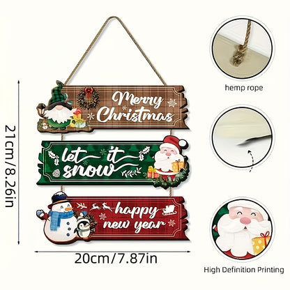 Decorative Signs &amp; Plaque 3pcs Christmas Hanging Ornaments - Santa Claus, Snowman And Reindeer Wooden Wall Decorations, Suitable for Home Interior Seasonal Farmhouse Art Decoration, Products That Can Be Used in 11 Festivals