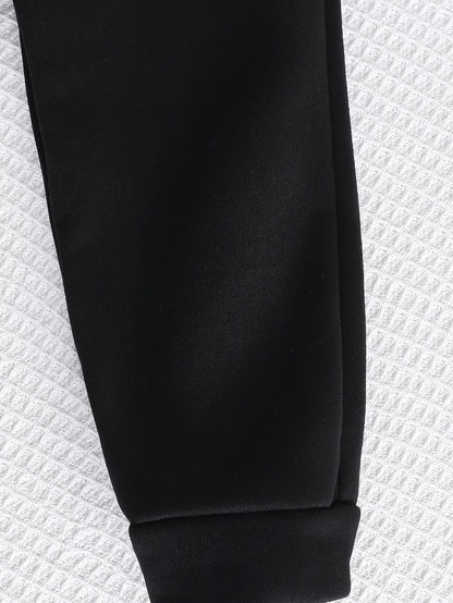 Boys' Autumn/Winter New Three-Piece Set with Mickey Mouse Classic Cartoon Print Long-Sleeve Round Neck Hoodie and Zip-Up Sleeveless Top, Matching Printed Sweatpants - Fleece-Lined Thickened Warm Comfortable Outfit for Parties