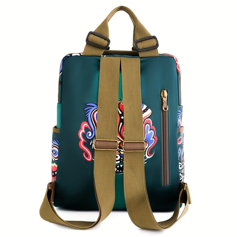 Outdoor Anti-Theft Backpack for Men And Women, Large Capacity, Stylish Printed, Nylon Lightweight Laptop Bag, Suitable for Casual Travel And Commuting.