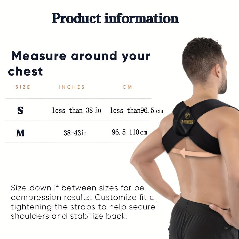 1pc Men's & Women's Posture Corrector Back Brace - Adjustable Spinal Belt with Lumbar & Upper Back, for Scoliosis,, Daily Use & Physical (Black, Comfortable Fit)