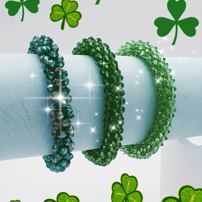 Esbbela 3pcs Bracelet Set Holiday Gift Beaded Artificial Crystal Stackable Strap Set with Elasticity Suitable for Women Men 16.51-20.32cm Daily Vacation