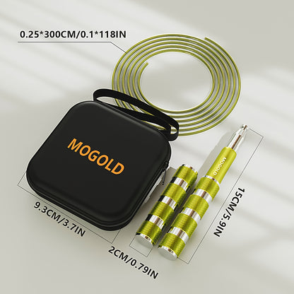 Adjustable Weighted Jump Rope for Fitness - Uncharged, Durable Metal with Secure Locking Mechanism, Ideal for Men & Women, Black/Yellow, Fitness Accessory|Sleek Metallic Finish|Secure Locking Mechanism, Jump Rope for Fitness