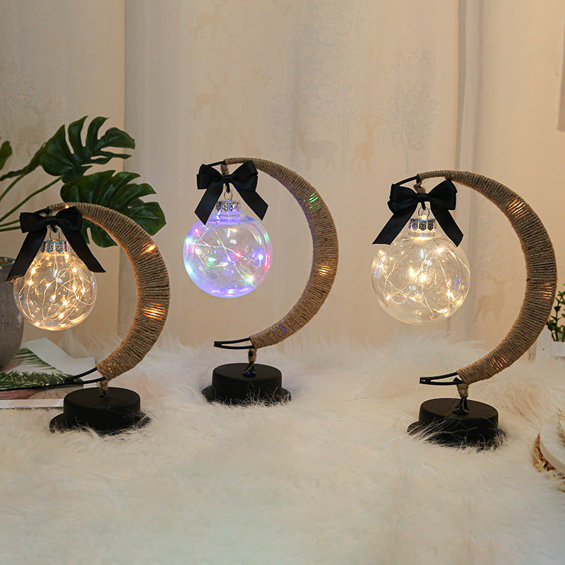 LED Ball Lamp Wrought Iron Moon Lamp, Plastic And Iron Bar Desk Lamp Decorative Lamp, Bedroom Decorative Modeling Lamp (battery Not Included) Halloween, Christmas Decor For Hotel/catering/event Holding