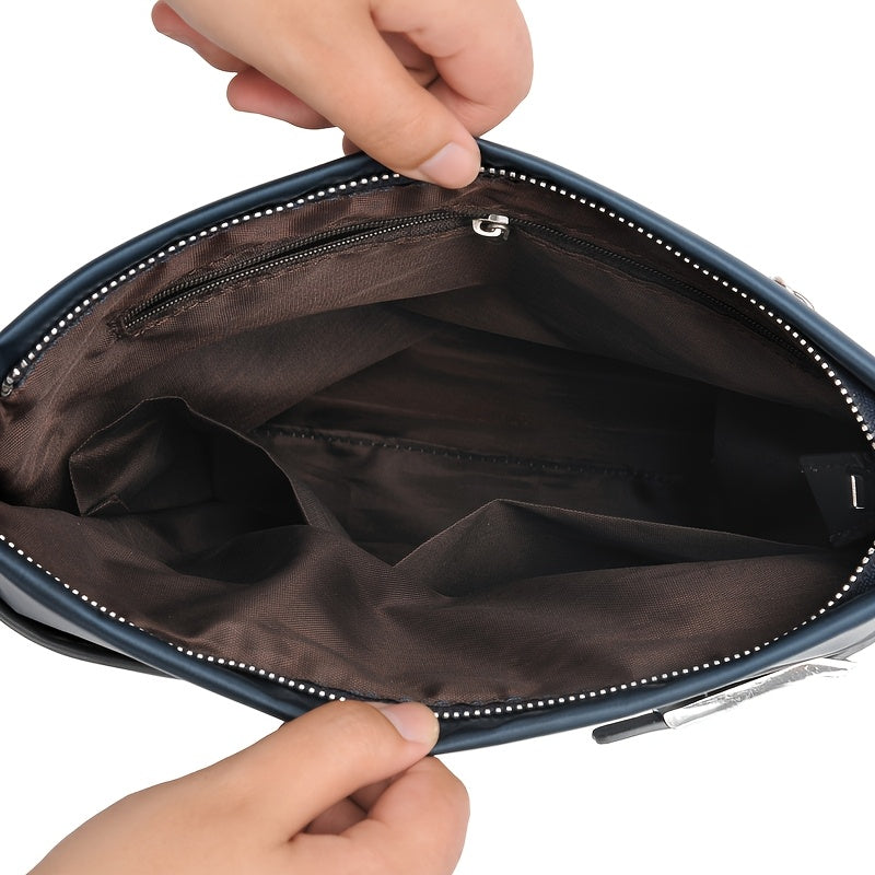 Men's High Quality Oxford Fabric Crossbody Backpack - Lightweight Large Capacity with Adjustable Strap, Multiple Compartments & Zippered Pocket, Navy Blue & Black for Business, Travel, Commuting - Stylish Durable Casual Work