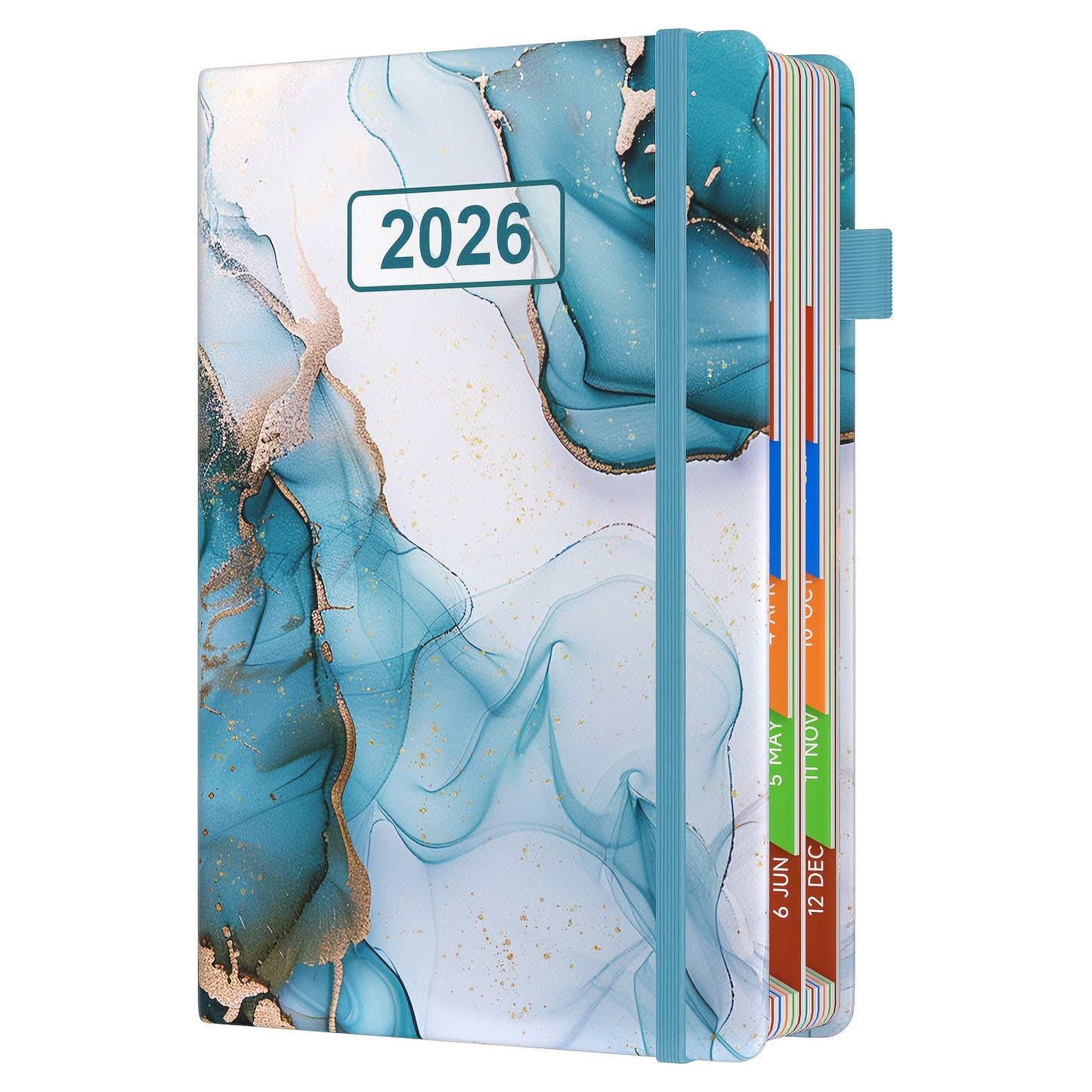 1pc Dzhzal Elegant Floral - Planner with Monthly View, Daily Organizer, Banded Elastic Closure, Pen Loop, Inner Pocket - Compact A5 Notebook (14.48x21.08cm) for Professionals, Students, Personal & Office Use - Perfect Gift Id