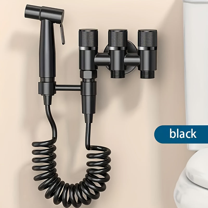 3-in-1 Stainless Steel Water Dispenser with Spray Gun - Wall-Mounted, Chrome Finish, Valve Core, No Electricity Needed for Bathroom and Kitchen, Durable Metal Design, Water Flow Control, Modern Aesthetic, Smooth Finish