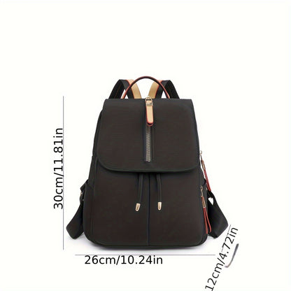 Stylish Women's Nylon Backpack - Trendy Korean Fashion Schoolbag with Multiple Compartments, Adjustable Straps & Zipper Closure in Black, Peacock Blue, Royal Blue, Lavender, or Light Purple, Versatile Carryall | Trendy School