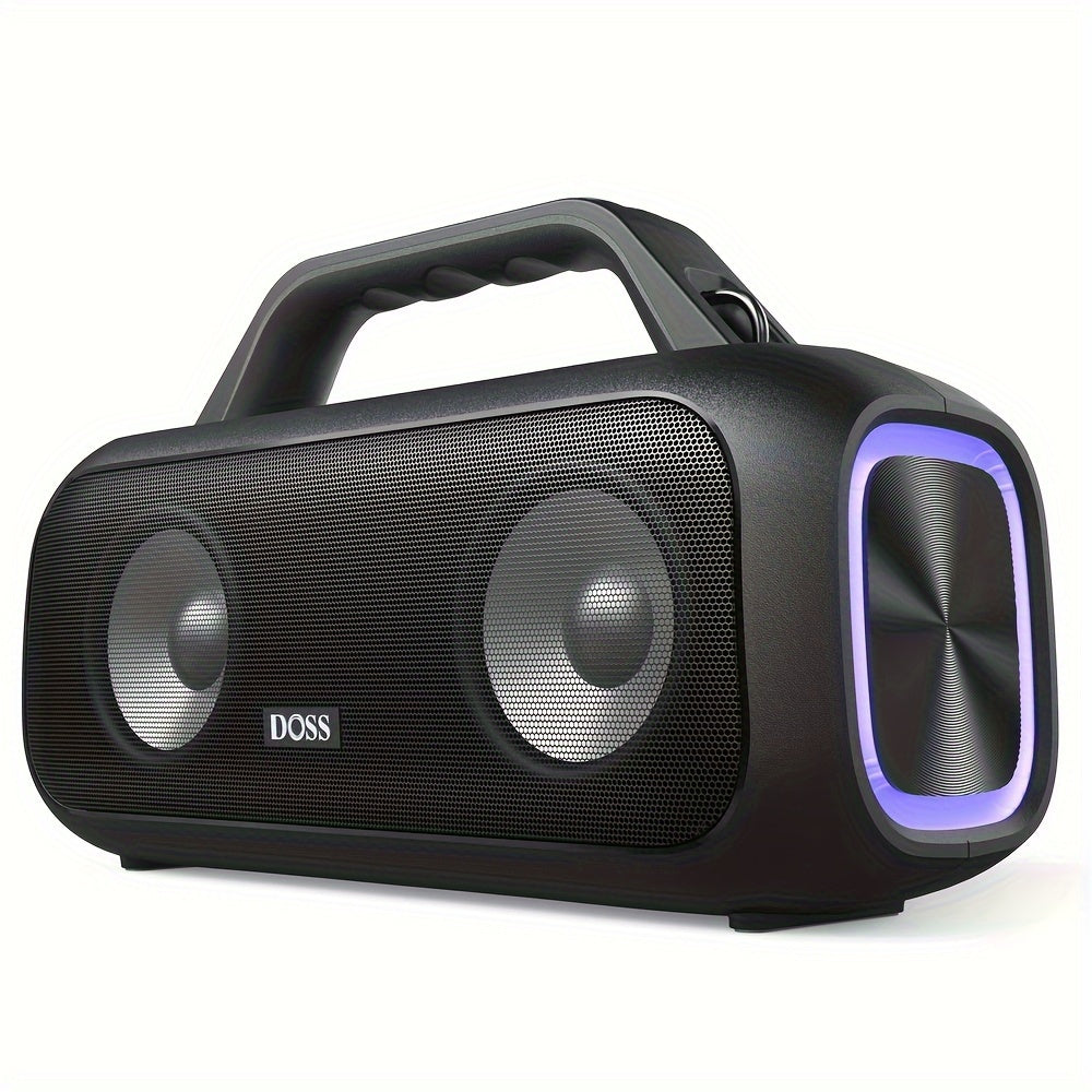 DOSS 60W Portable Speaker with Wireless 5.3, Stereo Sound & Subwoofer, 25H Playtime & Power Bank, TWS True Wireless Pairing, Dynamic Light Show, High Quality IPX6, USB-C Charging, 60W Power Handling, Compact Design for Campin