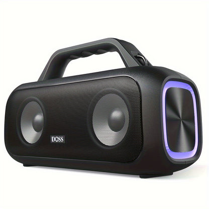 DOSS 60W Portable Speaker with Wireless 5.3, Stereo Sound & Subwoofer, 25H Playtime & Power Bank, TWS True Wireless Pairing, Dynamic Light Show, High Quality IPX6, USB-C Charging, 60W Power Handling, Compact Design for Campin