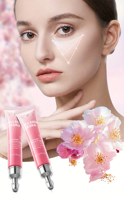 [Top-Rated] Sakura Collagen Eye Cream - 20g, Hydrating & Firming, Reduces Dark Circles & Wrinkles, for All Skin Types, Hypoallergenic with Hyaluronic Acid, Caffeine & Ceramides, Moisturizing & Anti-Aging,, Suitable for Sensit