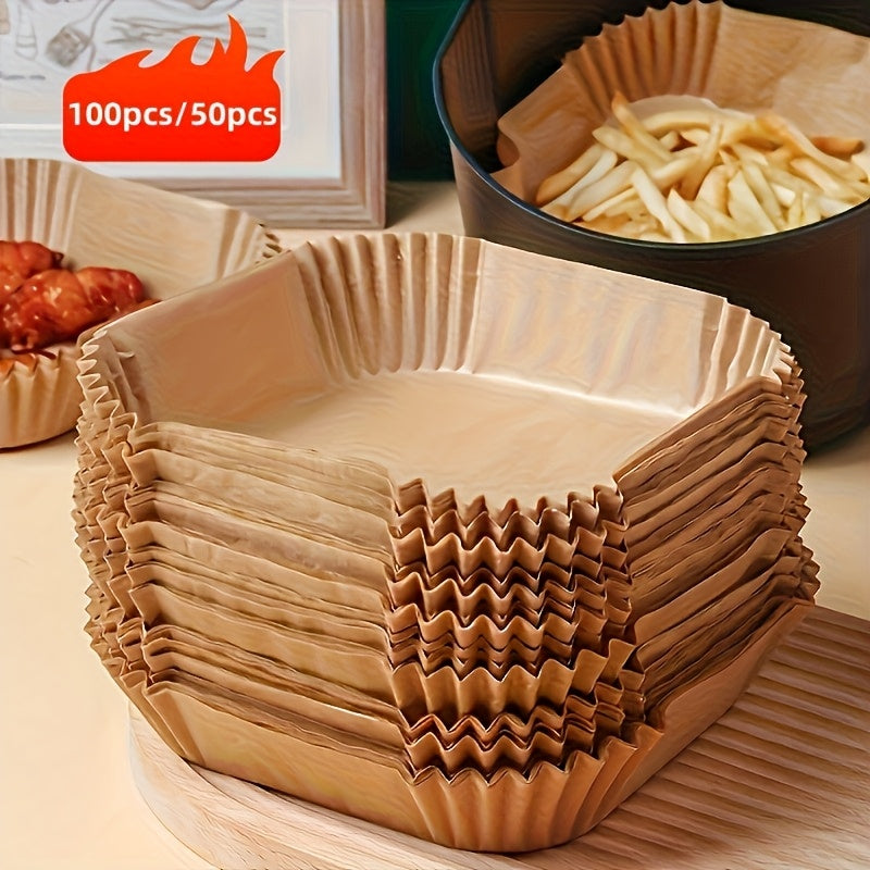 50/100pcs Non-Stick Air Fryer Disposable Baking Paper Pads - Oil-Proof, Waterproof & Waterproof, Ideal for Baking Fried Foods, Perfect for Easter, Mother'S Day & Father'S Day Gifts, Air Fryer Accessories