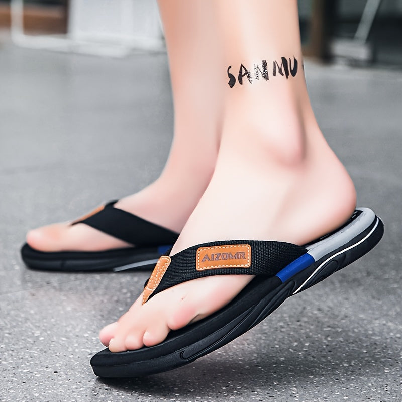 Men's Non-Slip EVA Slip-Resistant Flip-Flops - Heavy-Duty Ergonomic Arch & -Odor Technology, Green/Golden/Grey/Grip Tread Beach Sandals with Ergonomic Arch, Lightweight & Durable for Swimming, Walking, Pool - Multi-Color Opti