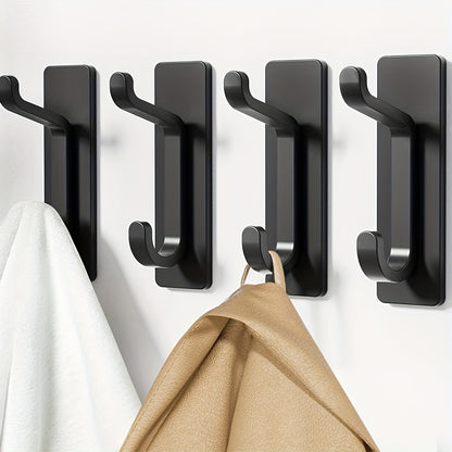 12pcs Self-Adhesive Hooks, Ultra-Strong Adhesive Hooks, Holds Up to 6kg, Heavy-Duty Wall Door Bar for Bathroom Shower Kitchen Towel Coat Hat Wallet, Black, 12-Pack