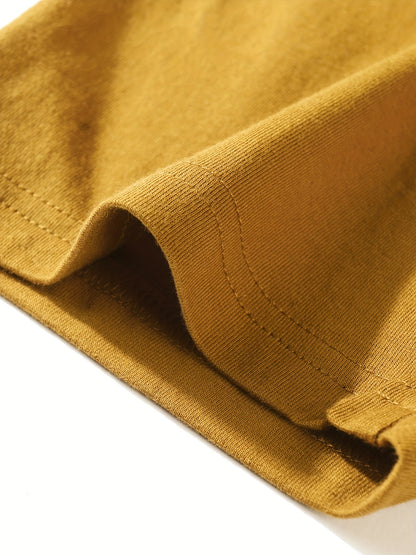 T-shirt infantil de cor sólida, blusa casual de manga curta, t-shirt infantil para o verão.