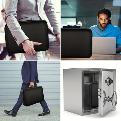 1pc Fireproof &amp; Waterproof File Organizer with Combination Lock - Portable 3-Layer Document Storage Box for Laptop, Certificates, Travel and Home Use - Lightweight Black Office Supplies, File Storage Box, Personal Organizer, Po