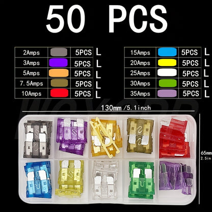 50/100/120/280/306pcs Automotive Fuse Combination Kit, Medium Duty, Fuse Blade Type for Marine·Car·Truck·Tram·Fuse Replacement 2A 3A 5A 7.5A 10A 15A 20A 25A 30A 35A
