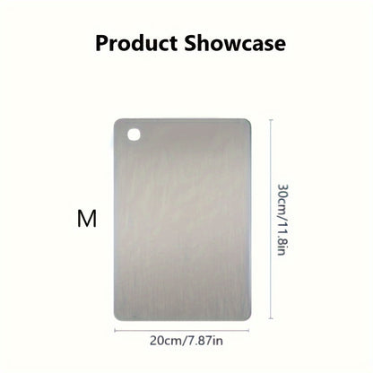 A Set of 1 Mini/Small/Medium/Large Stainless Steel Cutting Boards, Suitable for Home Kitchens And Convenient for Camping. These Durable And Corrosion-Resistant Boards Are Useful Kitchen Tools And Accessories.