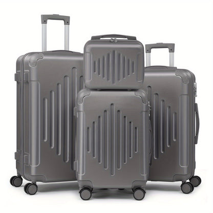 4pcs Luggage with Corner Protectors, 12/ 20/ 24/ 28-Inch, Durable Hard Shell, 360 Spinner Wheels, Multifunctional Large Capacity, Lightweight Travel Suitcase