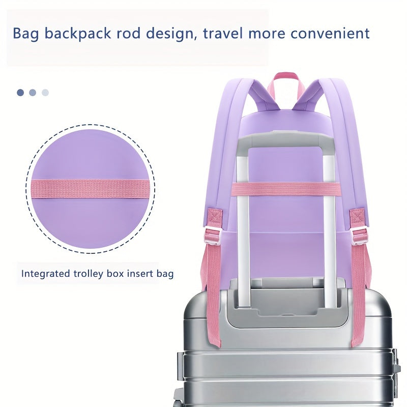 Chic Nylon Backpack for Girls - Cute Cartoon Design, Adjustable Straps, Lightweight backpack, Perfect for Elementary to High School Students