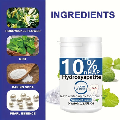 10% Hydroxyapatite Whitening Tooth Powder - Deep Cleansing & Fresh Breath, Strengthens Dental Care, Ideal for Daily Use & Travel, Oral Health & Hygiene Gift for Women & Men, Tooth Cleaning Essentials, Sleek Packaging, Oral Ca