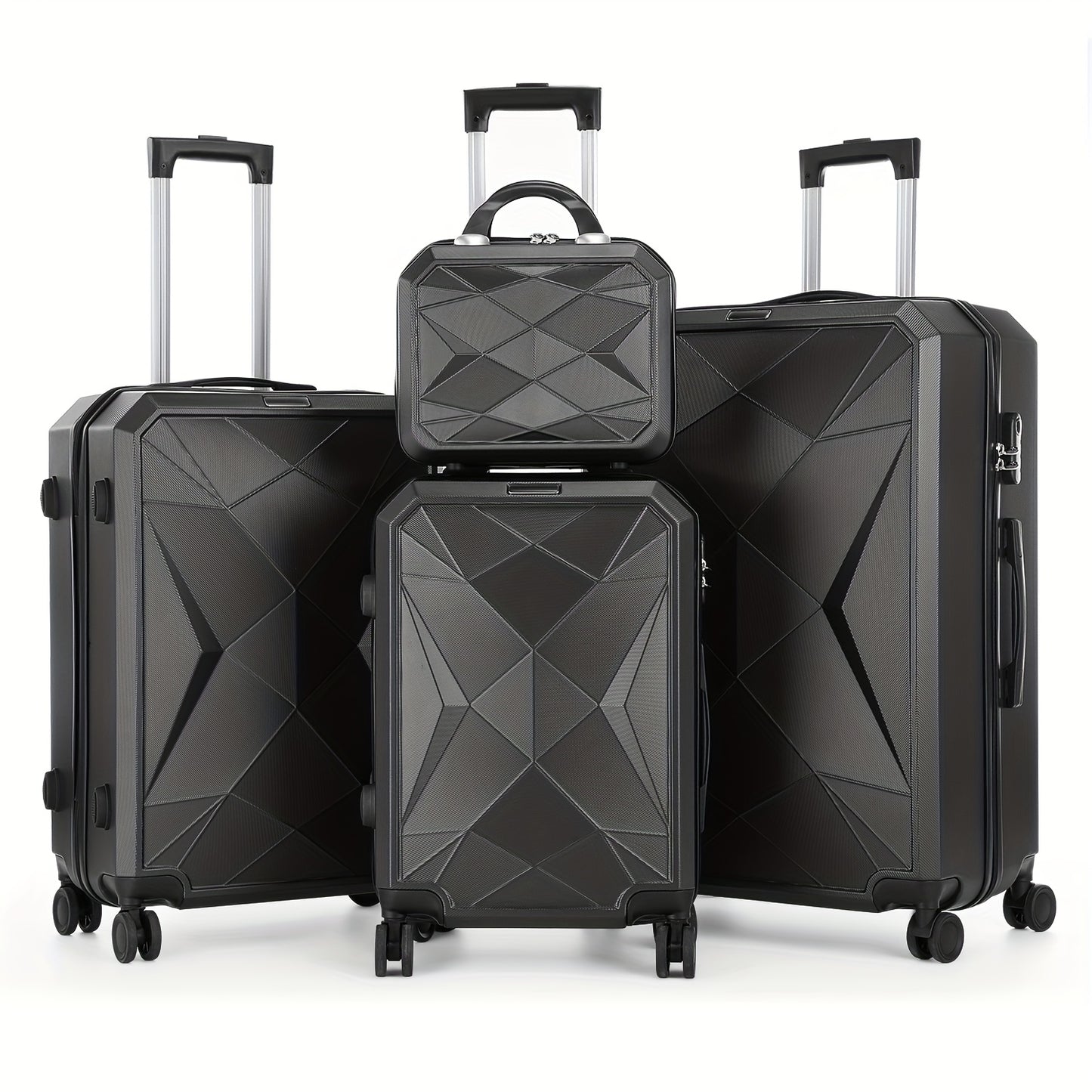 Hardshell Luggage Set Of 4pcs, With 360° Dual Spinner Wheels And Integrated Lock, Carry-on Luggage