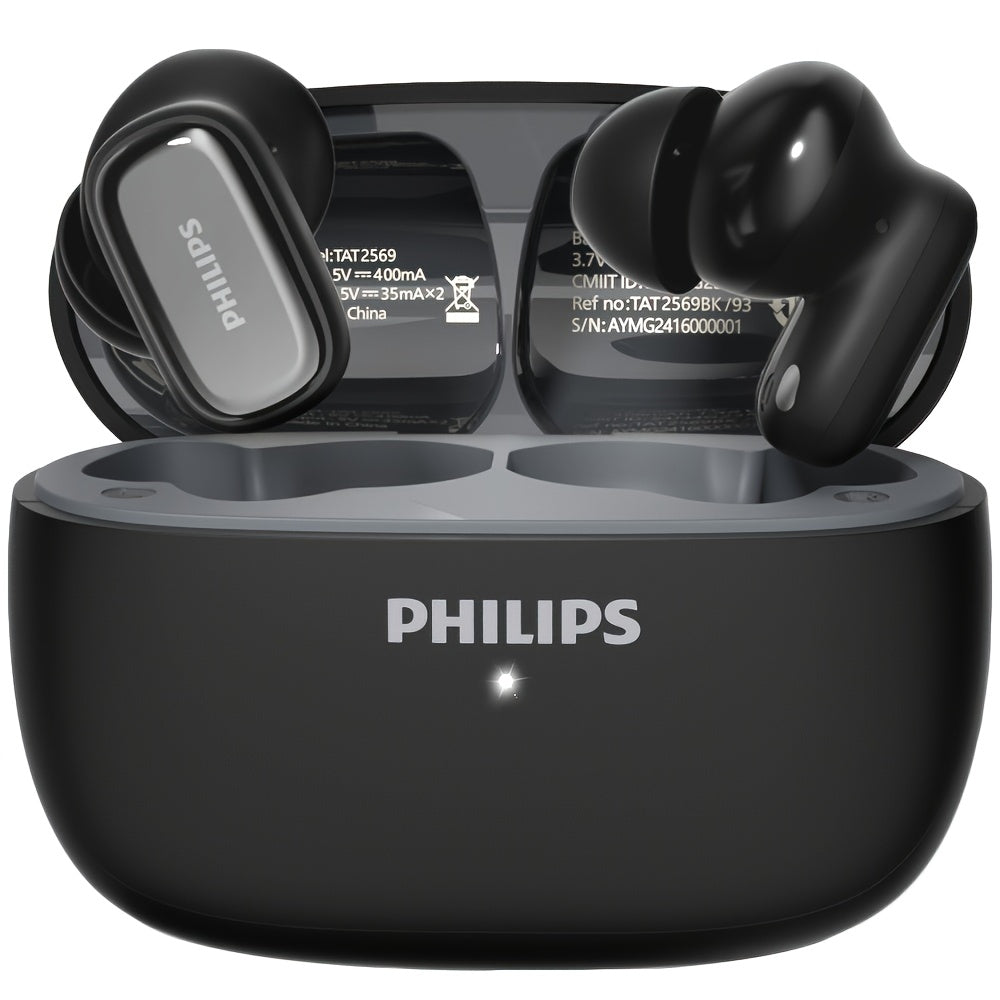 For Philips Active Noise-Cancelling Wireless Headphones with Single-Click Left Ear Adjustment, Dual HD Microphones, Sport-Style In-Ear Design, USB-C Charging, 10W Max Output, 5W Min Output, 36V Safe Voltage, Compatible with f