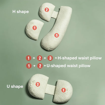 Maternity Belly Pillow for Pregnancy - H-Shape & C-Shaped Support (Cushion Converts!) - Back, Belly Button-Facing Design, Soft Comfort for Side/Back Sleepers, Prenatal & Postpartum Use - Ideal for Women's Pregnancy