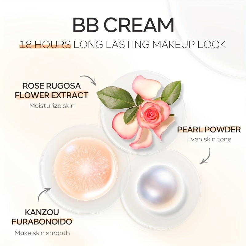 LAIKOU BB Cream à prova de água com cobertura total, tons naturais/marfim/bronzeado, 30ml, base de longa duração, controlo da oleosidade, uniformiza o tom da pele e disfarça os poros.