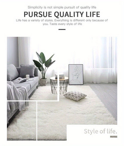 1pc Ultra Soft Plush Rug, White Large Area Rug, Non-slip Fluffy Shaggy Rug, Waterproof Shaggy Throw Rugs For Living Room Bedroom Nursery Room, Game Room Dormitory Carpet, Teenage Room Decoration, Room Decor