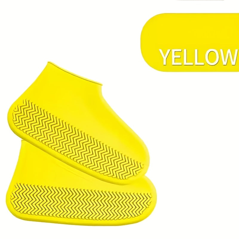 1 Pair Durable Silicone Shoe Covers, Reusable Waterproof Non-Slip Outdoor Foot Protectors, Latex Cycling Rain Boot Covers, Dustproof Wear-Resistant Footwear