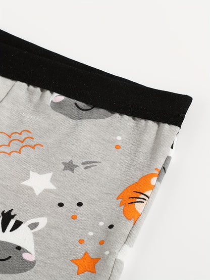 8pcs Boys' Boxer Briefs with Dinosaur & Excavator Truck Cartoon Designs - Breathable Stretch Fabric, Elastic Waistband, Soft Casual Underwear for Youngsters, Youth Boy Stylish Boxers