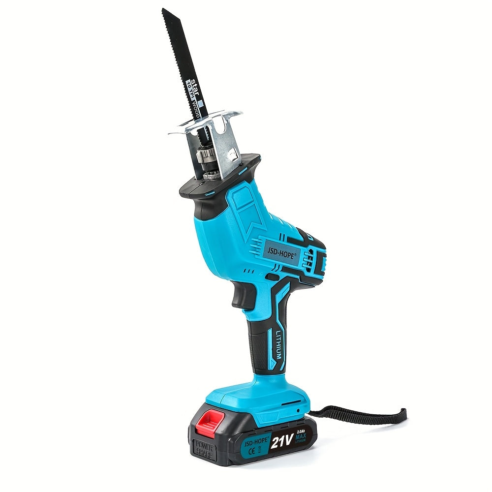 JSD-HOPE - Serra Elétrica Recíproca Similar à Motosserra (Simulação) - Serra elétrica portátil com bateria de iões de lítio, compatível com as lâminas A23/A33/A43/A53, ficha europeia (220-240V) para projetos de jardinagem e paisagismo.