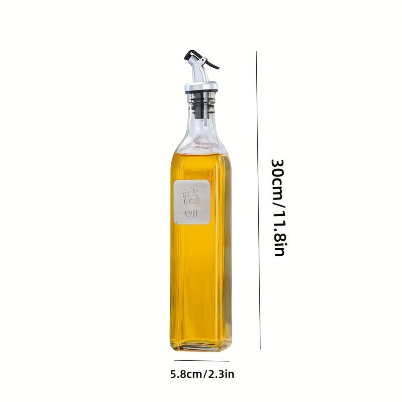 4pcs 500Ml Glass Olive Oil Bottles Vinegar Dispenser Set With Drip Spout For Cooking Kitchen Baking, Kitchen Supplies, Kitchen Tools