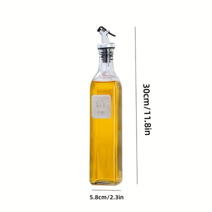 4pcs 500Ml Glass Olive Oil Bottles Vinegar Dispenser Set With Drip Spout For Cooking Kitchen Baking, Kitchen Supplies, Kitchen Tools