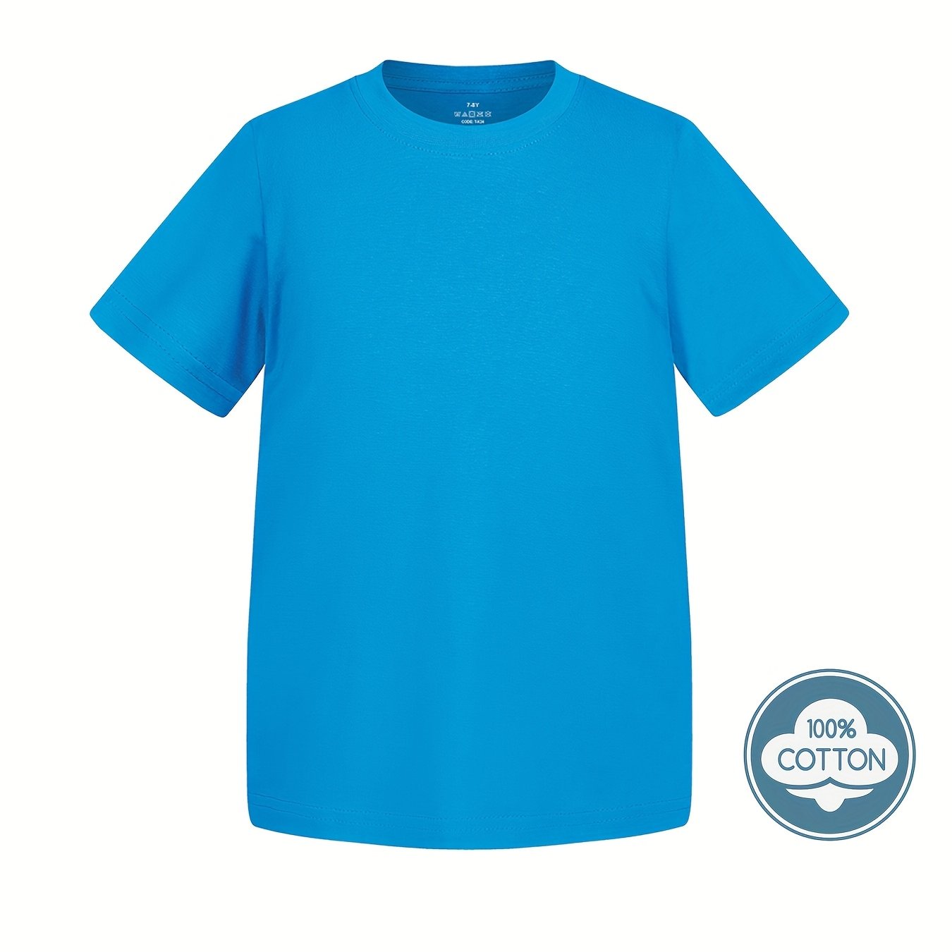 T-shirt infantil de cor sólida, blusa casual de manga curta, t-shirt infantil para o verão.