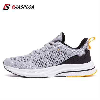 Baasploa Men's lightweight running shoes, mesh shoes with lace-up style, outdoor sports tennis shoes, lightweight and breathable, suitable for daily wear