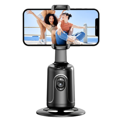 Tripé com seguimento facial automático, sem necessidade de aplicação, suporte para telemóvel com rotação de 360° para rosto e corpo, ideal para vlogs e live streams, bateria recarregável, preto.