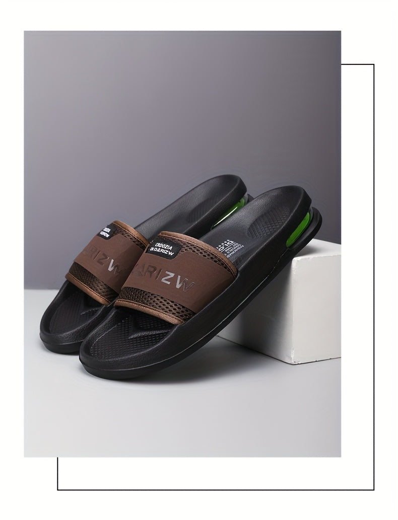 Men'S Casual Slip-On Sandals with "2W" Embroidery - Non-Slip, EVA Material, Black and Brown, Comfortable for Indoor and Outdoor Use, Casual Footwear | Stylish Sandals | EVA Sandals