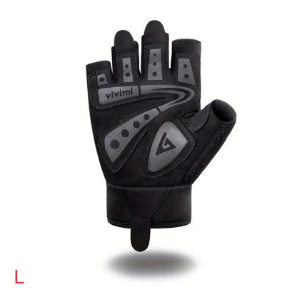 1 Pair of Versatile Fitness Gloves - Black, Polyester Blend, Knit Fabric, Adjustable Buckle Closure, Extra Grip for Weightlifting, Training, Suspension, Pull-ups - Perfect for Indoor & Outdoor Gym Workouts, Gym Gloves|Adjusta