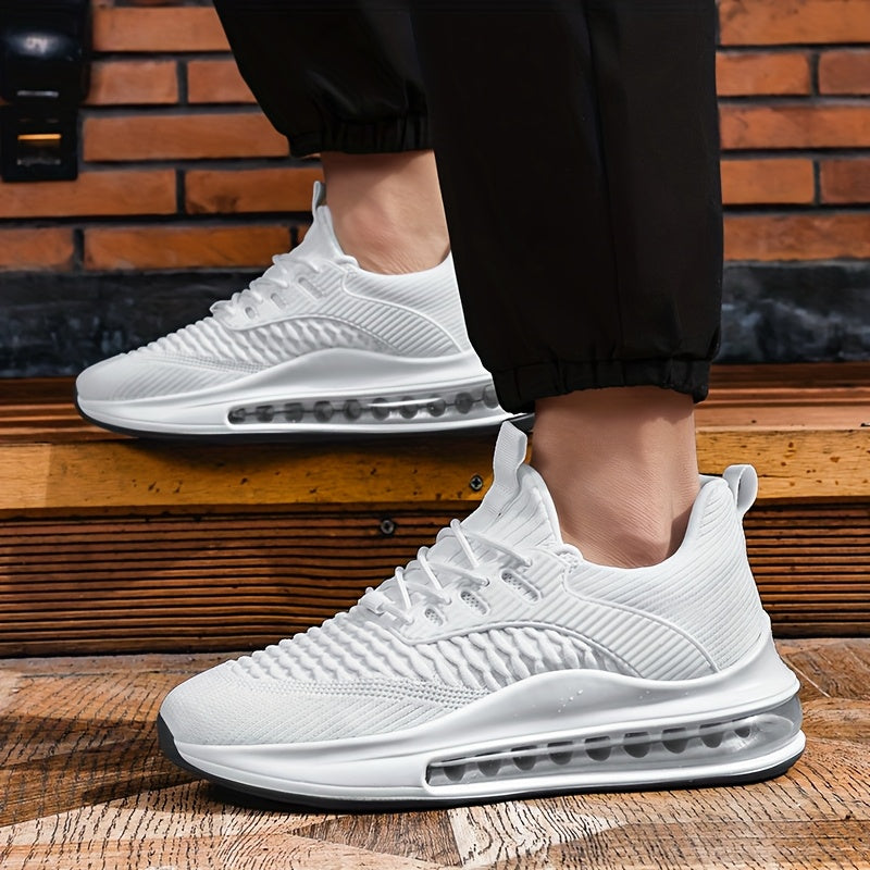 Men's & Teen ' Heavy-Duty Running Sneakers - Wide Width Available, All-Season Low-Top Lace-Up Sneakers with Cushioned PU Sole, Round Toe & All-Terrain Traction for Gym,, Casual Wear - Breathable Fabric Upper (Dad Sneakers)